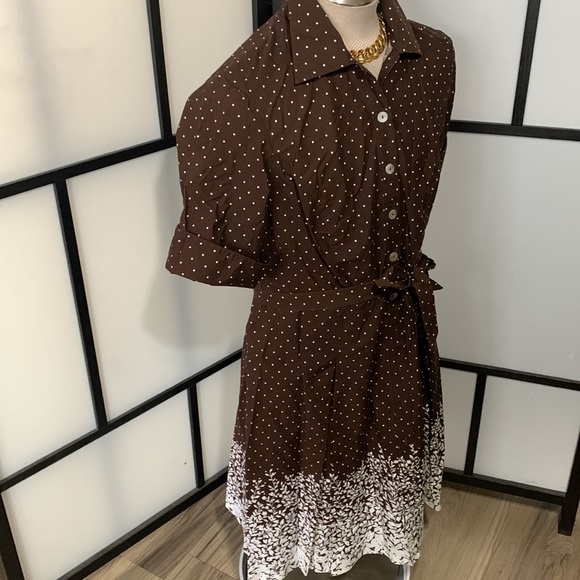 CONNECTED Women's Grandmacore Polka Dot Button Front Cotton Spring Size 14 BIN A - Picture 12 of 16